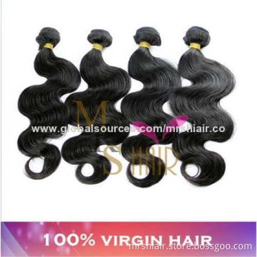 Unprocessed 6A Peruvian Virgin Hair Body Wave Human Hair Weave, Natural Black